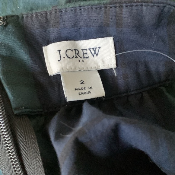 J. CREW Green Tartan Plaid‎ Bow Waist Midi Skirt size 2 Christmas holiday - Picture 7 of 10